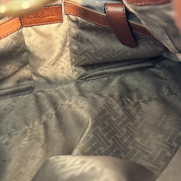 Cole Haan Woven Leather Hobo Bag Tan Cognac Handbag Boho Luxe - Picture 6 of 9